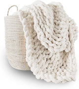 Chunky pătură tricotate, arunca, 100% mână tricotate cu jumbo chenille fire (127 X 152.4 Cm, gri liliac) Paturi si Cuverturi Adyrescia Alb crem 60 "X80"