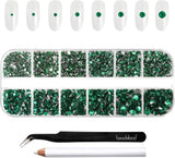 Beadsland 2500Pcs Glas Nailart Strasssteine Kristall Flatback Edelsteine Runde, ​​Für Handwerk Gemischt 8 Größen SS4 ~ SS30 Mit Picking Pinzette Und Stift (Kristall Weiss)