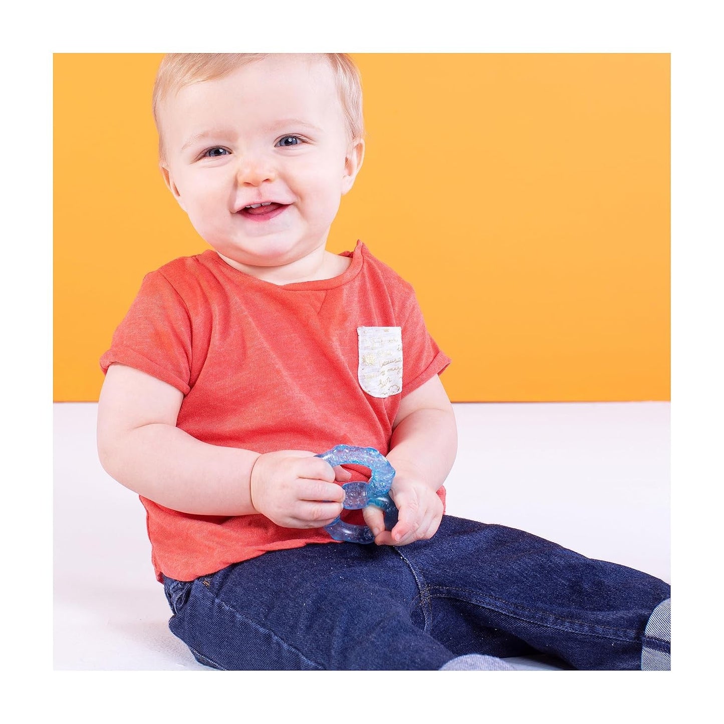 Inele de dentiție Bright Starts Stay Cool, răcoritoare, turcoaz/albastru/roșu, ușor de ținut în mână, tehnologie de răcire de lungă durată, fabricate din silicon, fără BPA