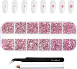 Beadsland 2500Pcs Glas Nailart Strasssteine Kristall Flatback Edelsteine Runde, ​​Für Handwerk Gemischt 8 Größen SS4 ~ SS30 Mit Picking Pinzette Und Stift (Kristall Weiss)