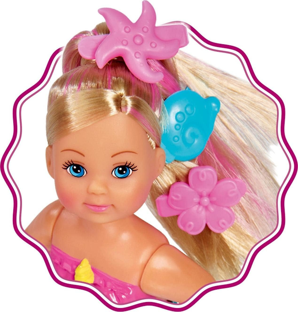 Simba 105733318 - Evi Love Swimming Mermaid, Evi ca o sirenă, Poate înota corect, Cu figurină de pește, Păpușă de îmbrăcat, 12cm, Pentru copii de la 3 ani în sus Papusi Naty Shop