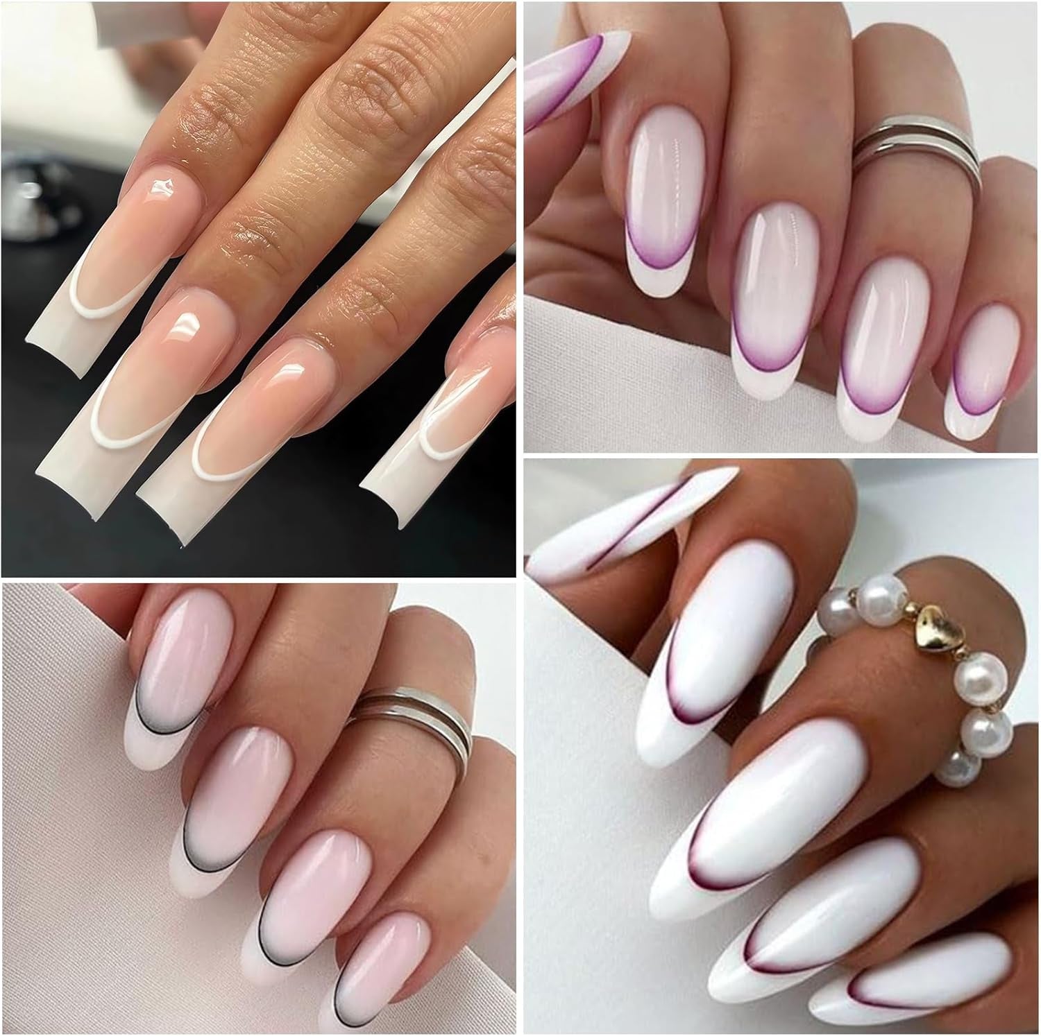 GZMAYUEN 12 culori franceze unghii autocolante 3D franceză culoare gradient unghii autocolante autoadezive unghii design unghii accesorii