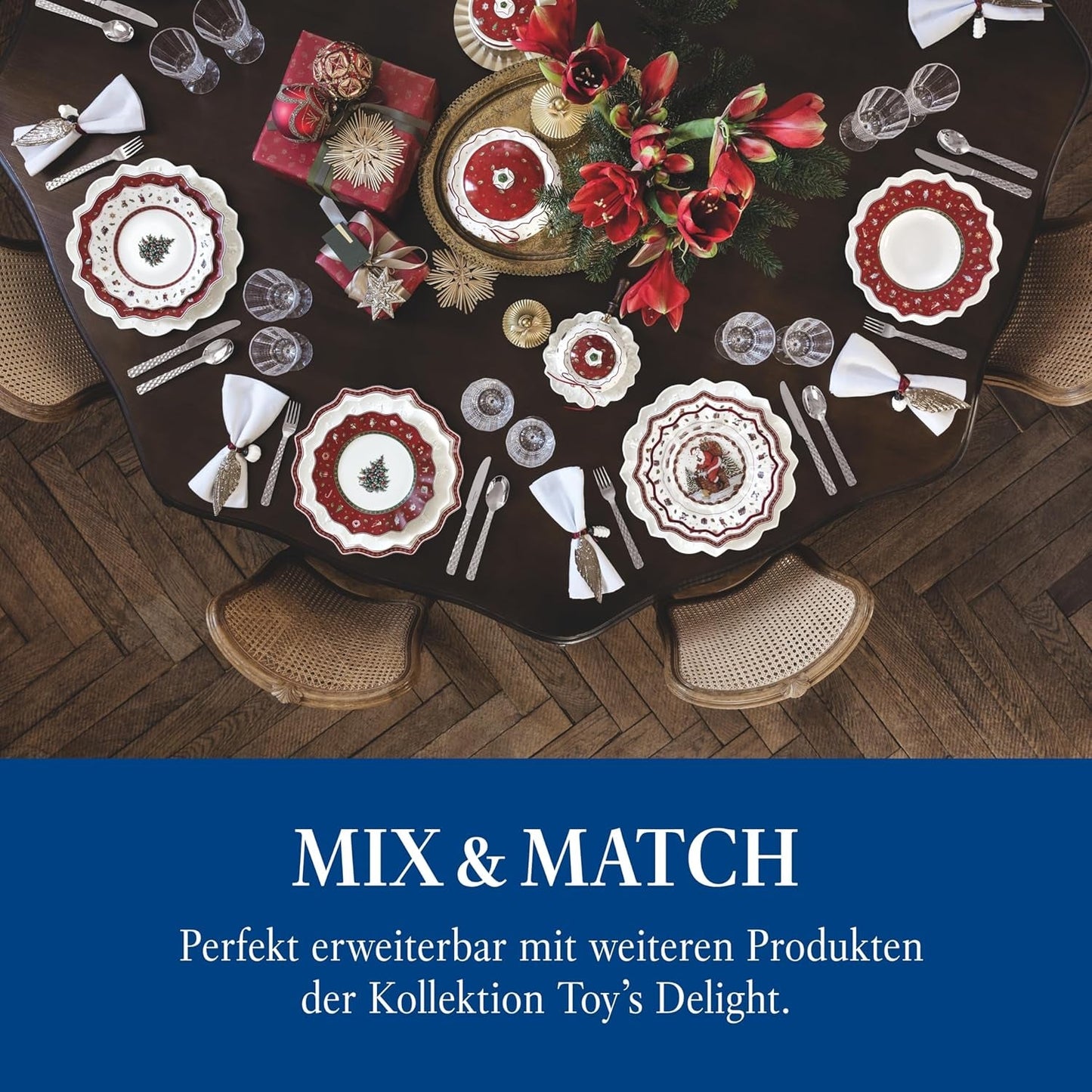 Villeroy & Boch - Set de sosuri Toy's Delight, 4 piese, Platou de servire cu boluri, Set de boluri pentru sos de Crăciun, Decorațiune de masă cu jucării, Tavă de servire, Boluri, Veselă de Crăciun, Porțelan Premium