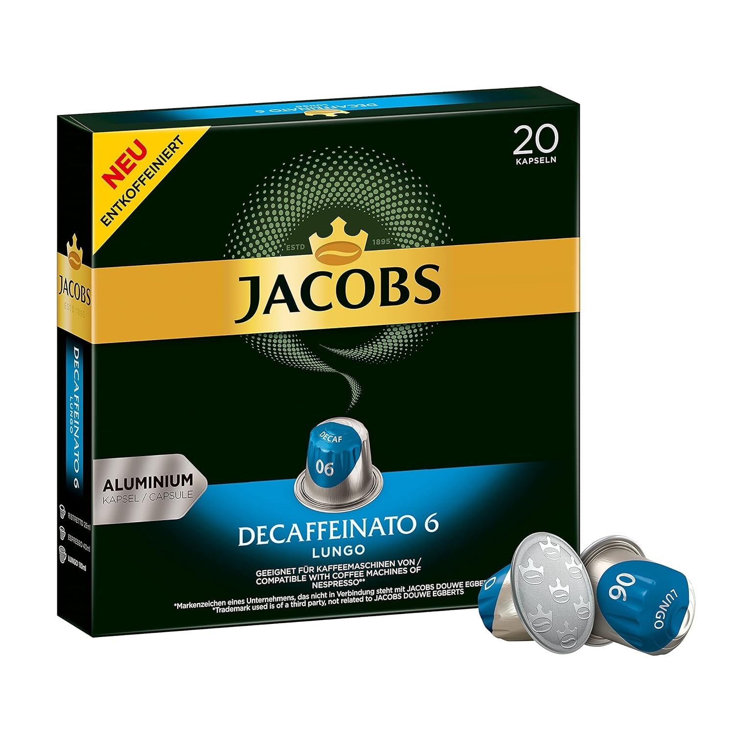 Kaffeekapseln Espresso Intenso, Intensität 10 von 12, 10 x 20 Getränke & Kaffeekapseln Lungo Decaffeinato- Intensität 6- 200 Nespresso kompatible Kapseln, 10er Pack, 10 x 20 Getränke
