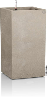 Lechuza CANTO Stone 30 înălțime, Negru grafit, Plastic de înaltă calitate, Include sistem de udare, Inserție de plantare detașabilă, Pentru uz interior și exterior, 13602, 30x30x56 cm