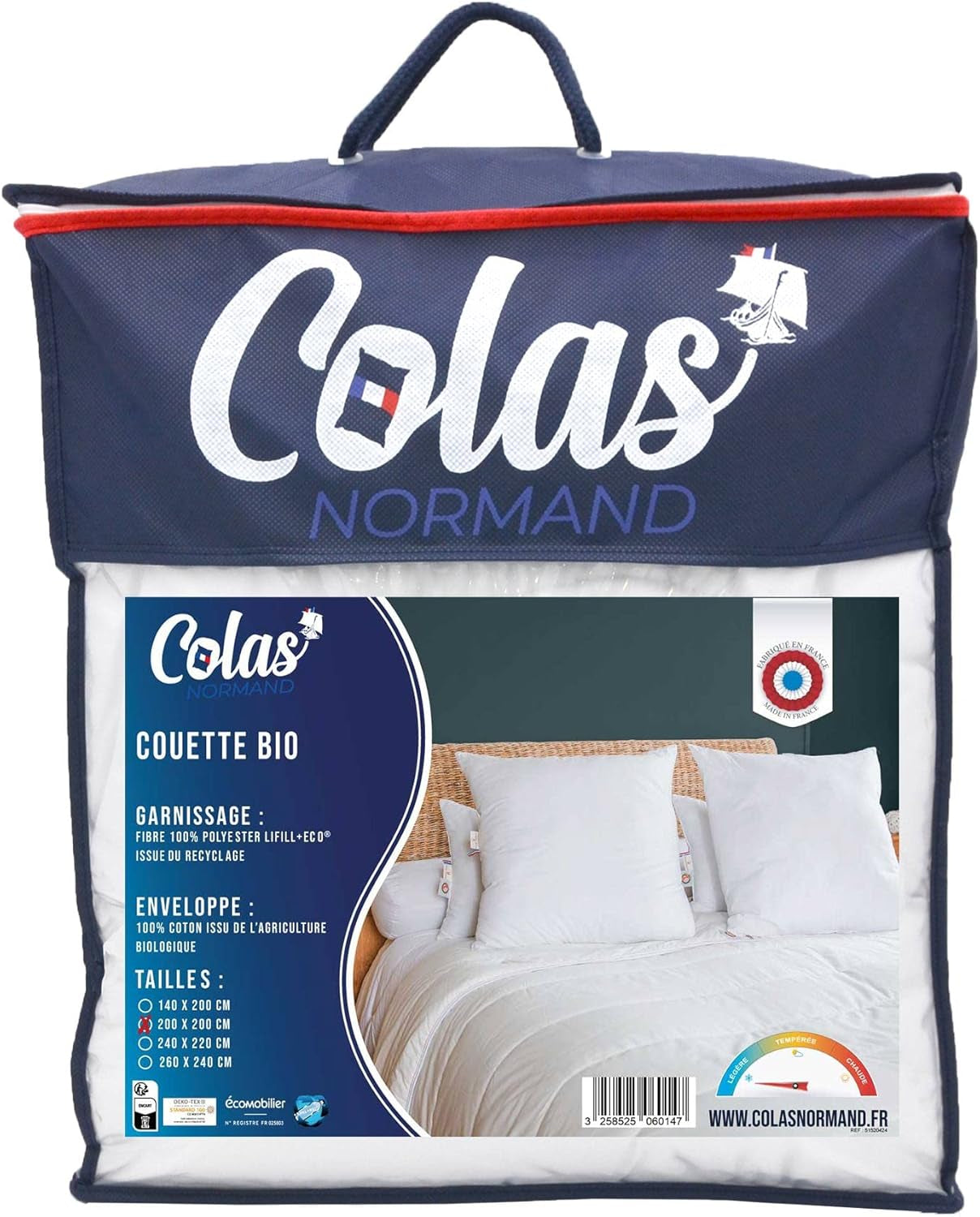 COLAS NORMAND | Cuvertură ușoară, 200 X 200 cm, bumbac organic, umplutură reciclată Plapumi si pilote Naty Shop Titlu implicit