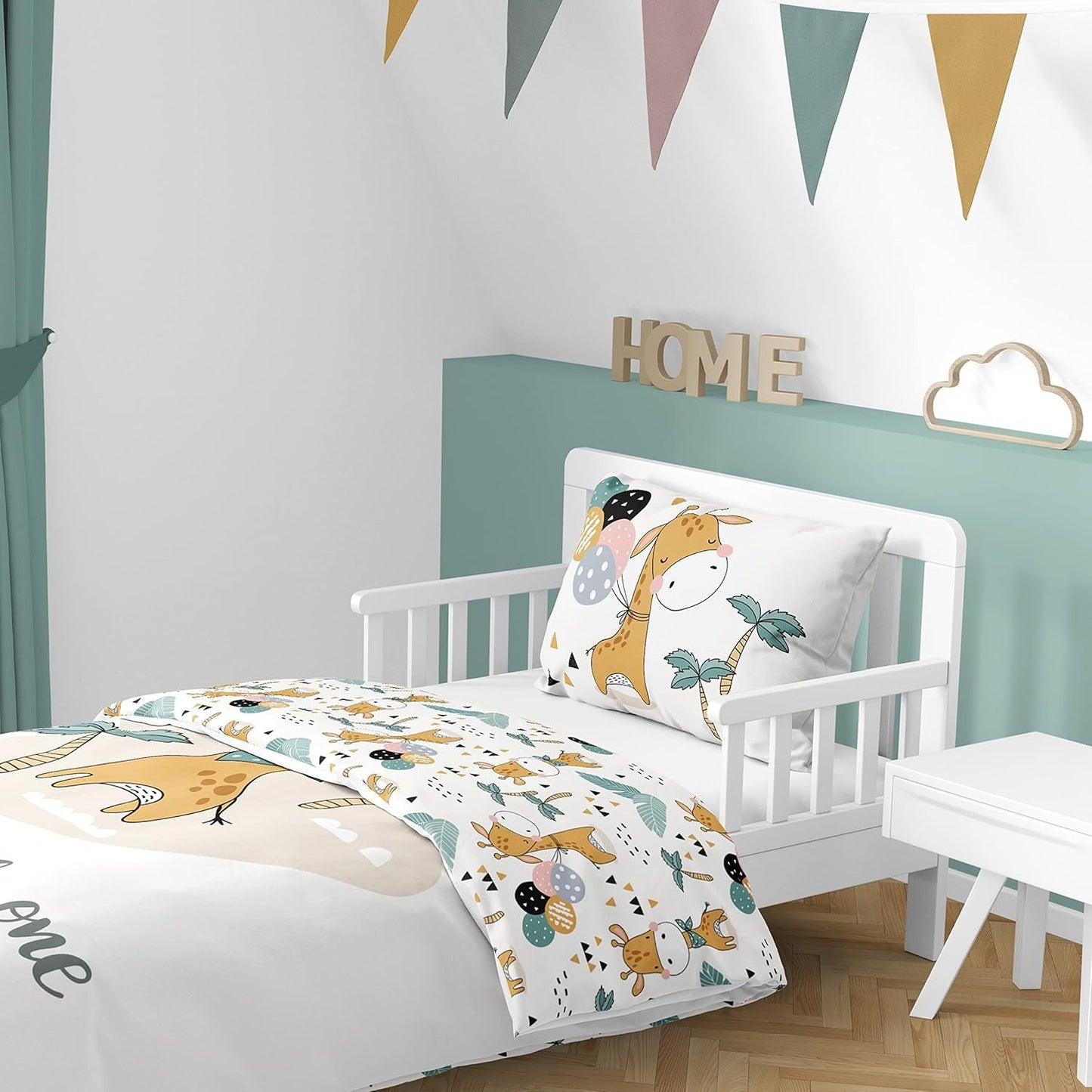 Lenjerie de pat pentru baieti, diverse motive, 100% bumbac Lenjerie de pat - copii Naty Shop Girafe