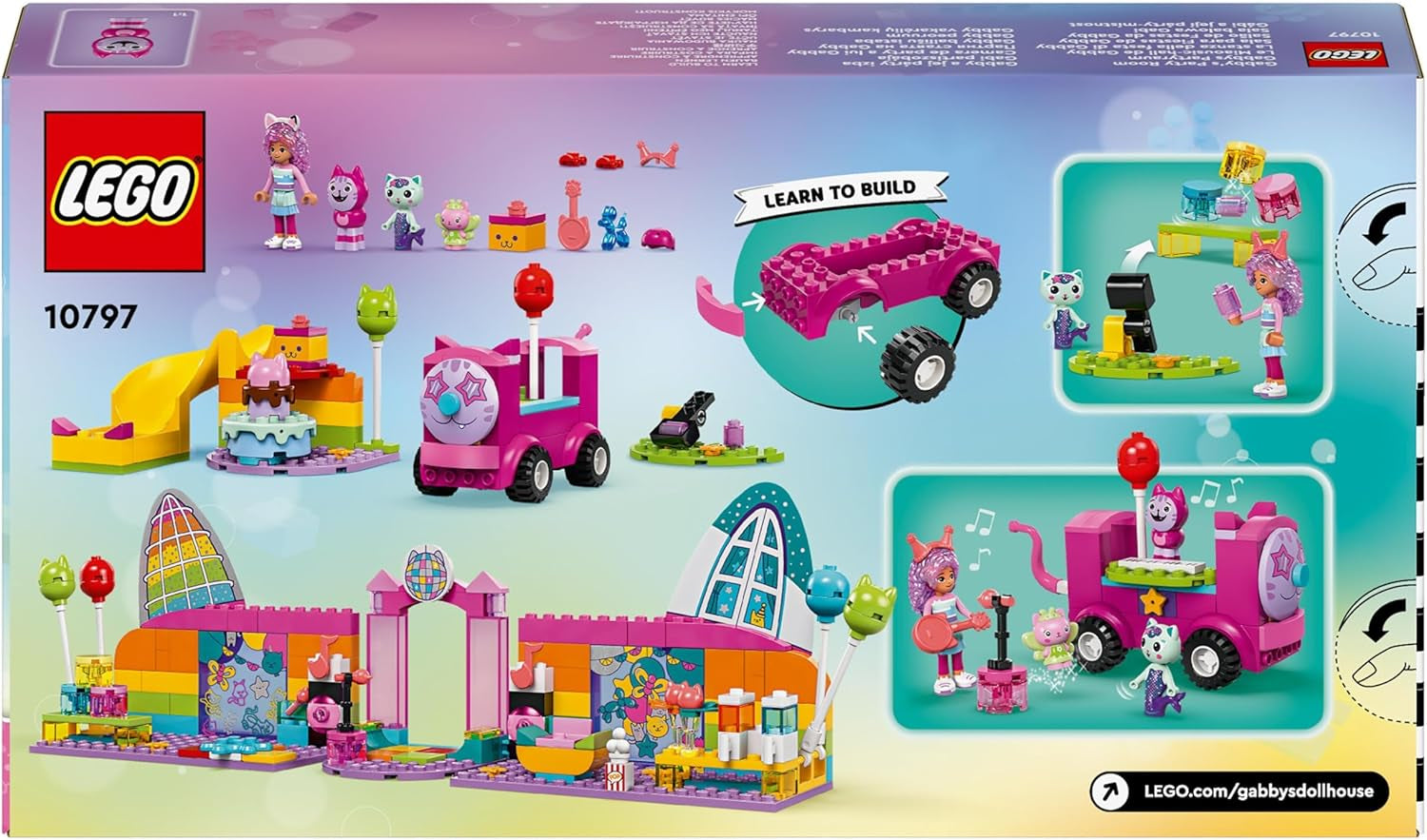 LEGO 4+ Gabby's Dollhouse Gabby's Party Room, Disco Playset cu tobogan și figurine de animale pentru jocuri de rol creative, cadou pentru fete și băieți de la 4 ani 10797 Seturi de constructie Besuche den LEGO-Store