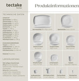 Set de veselă tectake® pentru 12 persoane, set de veselă din porțelan cu 100 de piese, inclusiv 12 farfurii, 12 farfurii de desert, 12 farfurii de sumă, 12 cești, 12 boluri pentru cereale, bol pentru salată, ulcior de lapte, zaharniță