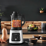 Tefal Perfectmix Cook Hochgeschwindigkeits-Standmixer, Mit Kochfunktion, 10 Auto-Programme, Heiße Und Kalte Rezepte, Abnehmbare Klingen, Inkl. Dampfkorb, Silber/Schwarz, BL83SD30 Bucatarie Naty Shop