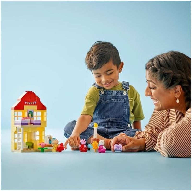 LEGO DUPLO Peppa's Birthday House: Jucărie creativă cu 3 figuri, casă de jucărie de construit și reconstruit pentru copii de la 2 ani, băieți și fete, promovează dexteritatea 10433 Seturi de constructie Besuche den LEGO-Store