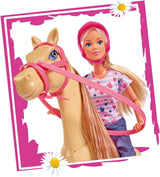 Simba 105730939 - Steffi Love Riding Tour, În costum de călărie, Cu 2 cai, Păpușă complet articulată, Păpușă dress-up, 29cm, Pentru copii de la 3 ani în sus Papusi Naty Shop