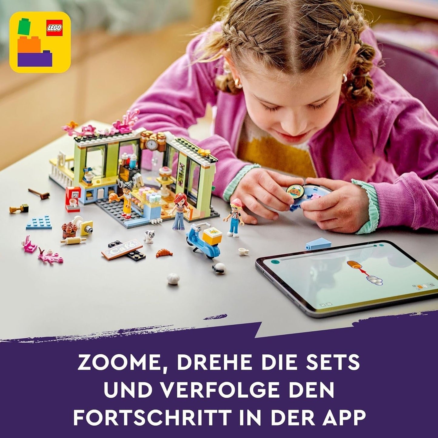LEGO Friends Heartlake City Café, jucărie pentru copii, brutărie de jucărie, idee de cadou pentru fete și băieți cu vârsta peste 6 ani, set cu 3 figurine de joacă și figurină de câine 42618 Seturi de constructie Besuche den LEGO-Store