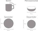 CreaTable, 22506, seria COSY DAY, set de veselă cu 16 piese pentru 4 persoane, serviciu combinat din gresie, potrivit pentru mașina de spălat vase și cuptorul cu microunde, producție de calitate