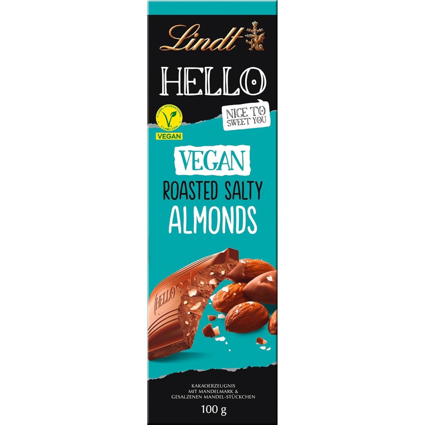 Ciocolată Lindt Hello, migdale sărate prăjite, 100g