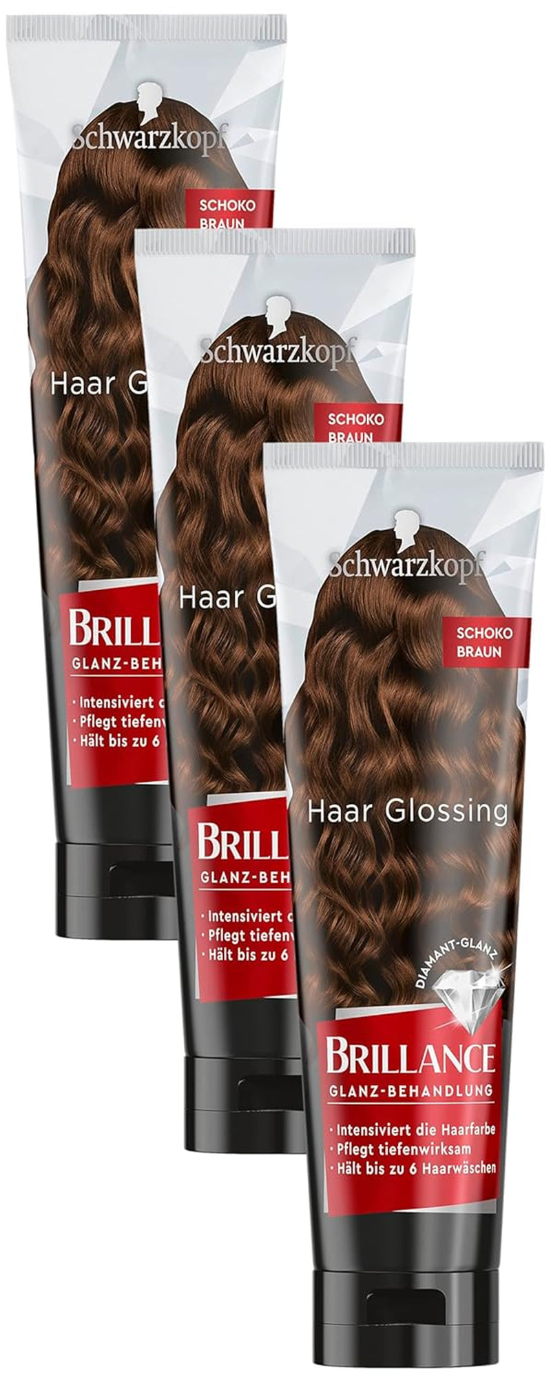 Brillance Shine Treatment, Hair Glossing Radiant Violet (150 ml), hrănește și intensifică culoarea părului, poate fi folosit ca o mască de păr, durează până la 6 spălări ale părului Vopsea pentru par Naty Shop Ciocolată maro 150.00 Ml (pachet de 3)