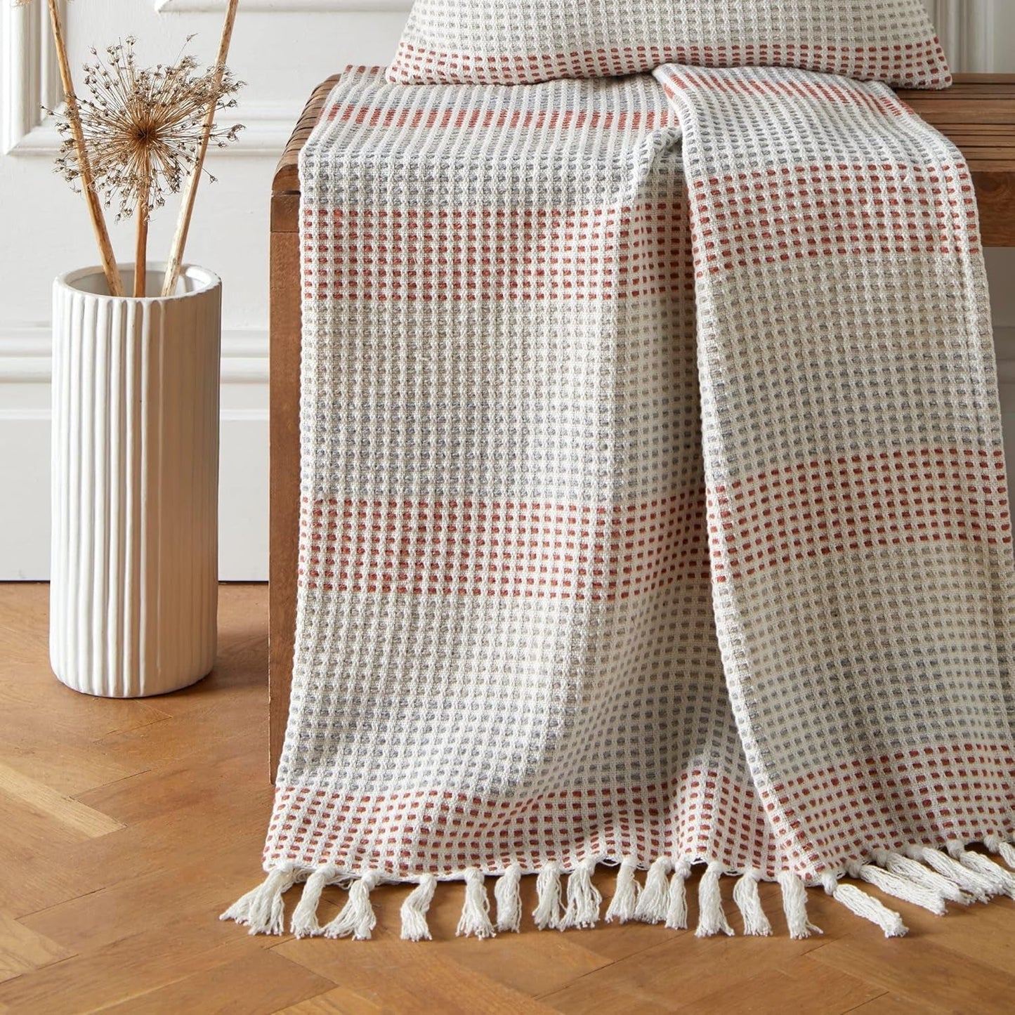 Cuvertură de pat Loft Reva, 100% bumbac reciclat, 130 X 180 cm, Paprika Paturi si Cuverturi Appletree Paprika 130Cm X 180Cm