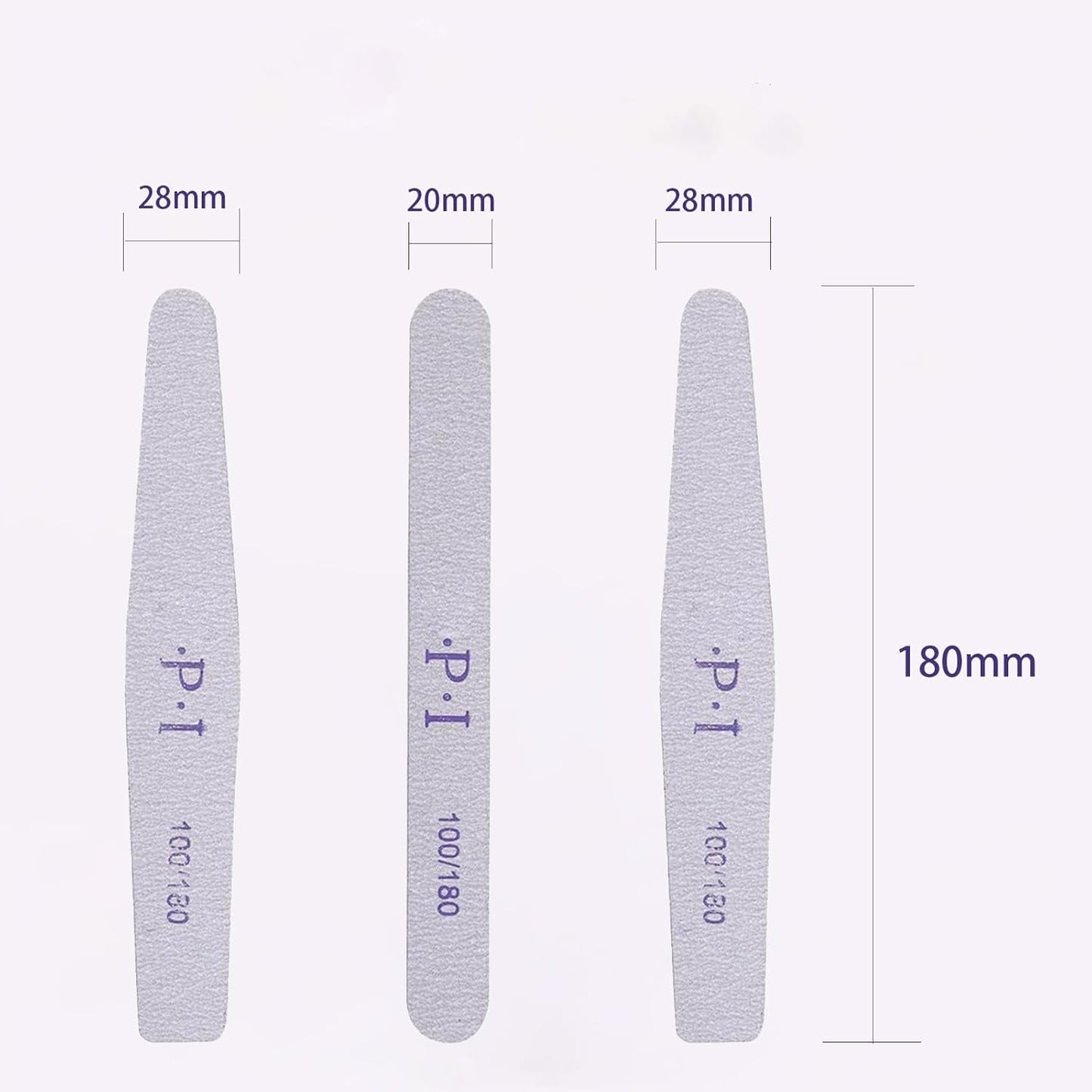 Set de 3 pile de unghii, pile de unghii pentru unghii cu gel, accesorii pentru unghii cu gel rezistente la uzură și lavabile, pilă de unghii profesională 100/180 cu 3 forme, albă
