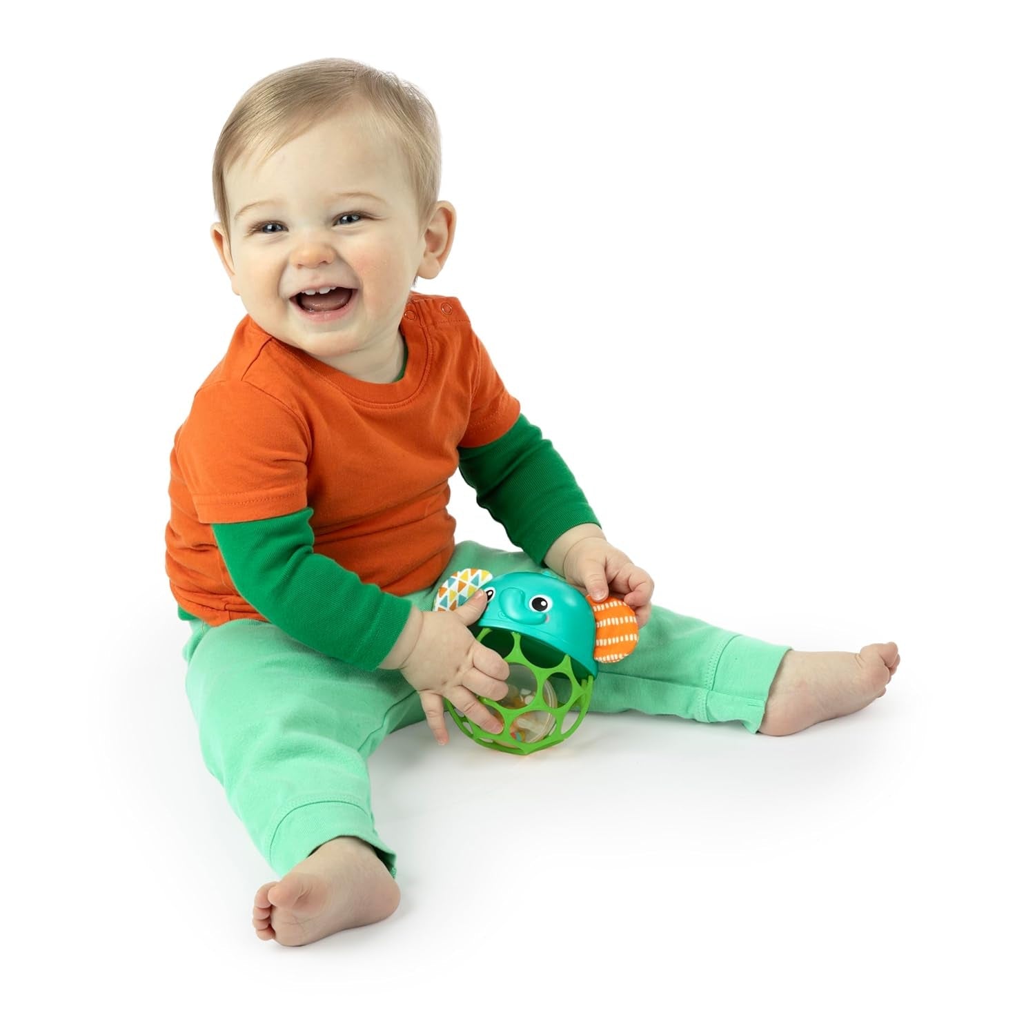 Bright Starts Giggle & Glow Clopoțel care strălucește în întuneric Jucărie cu elefant Oball ușor de prins, nou-născut+, unisex Jucarii Bebe Naty Shop