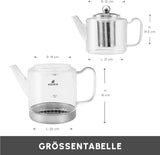 Set de ceainic din sticlă borosilicată Karaca Dora cu infuzor de ceai din oțel inoxidabil, fierbător de 2L și ceainic din sticlă de 1L cu infuzor, ceainic turcesc, Caydanlik, aparat de ceai turcesc pentru ceai din plante, ceai vrac, XL
