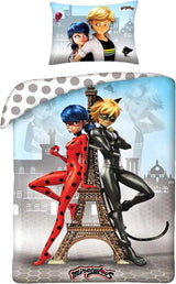 Lenjerie de pat pentru copii, filme si desene animate, reversibila, bumbac Lenjerie de pat - copii Naty Shop Miraculous