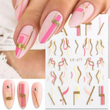 JMEOWIO Nagelsticker Französischer Tipp 9 Blatt Nail Art Sticker Selbstklebend Nagelaufkleber Glitzer Wellenlinie Dekoration Nageldesign Zubehör