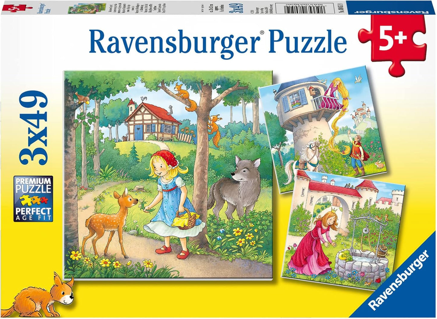 Ravensburger Puzzle pentru copii - 08051 Rapunzel, Scufița Roșie și Regele Broască - Puzzle pentru copii de 5 ani și peste, cu 3X49 piese Puzzle Naty Shop Titlu implicit