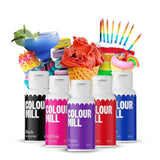 Set coloranți alimentari lichizi Colour Mill – 5 x 20 ml pe bază de ulei (negru, roz aprins, violet, roșu și albastru) – rezistenți la UV – perfecți pentru copt și ca accesoriu pentru torturi, brioșe și decorațiuni de torturi