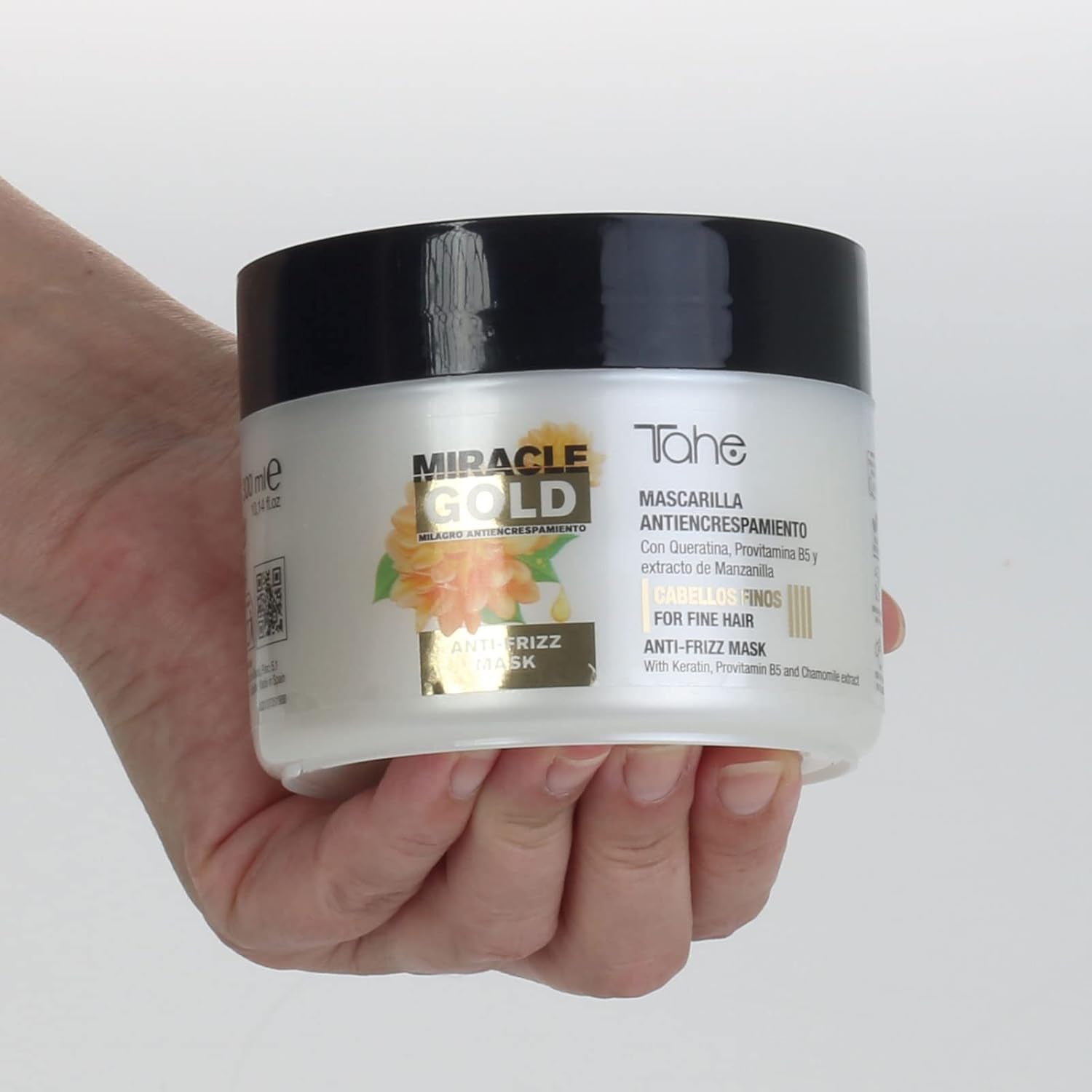Mască anti-frizz Miracle Gold pentru păr fin cu keratină, provitamina B5 și extract de mușețel, 300 ml Masca de par Naty Shop
