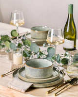 Set de veselă din gresie GBhome pentru 6 persoane, 18 piese, glazură reactivă, set de veselă din gresie lucrat manual, potrivit pentru cuptorul cu microunde și mașina de spălat vase, set de bol și farfurie