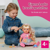 BABY born Carla - păpușă de 43 cm - păr blond de înaltă calitate cu șuvițe - nu necesită baterii - potrivită pentru copii de la 4 ani în sus - include 7 accesorii, roz