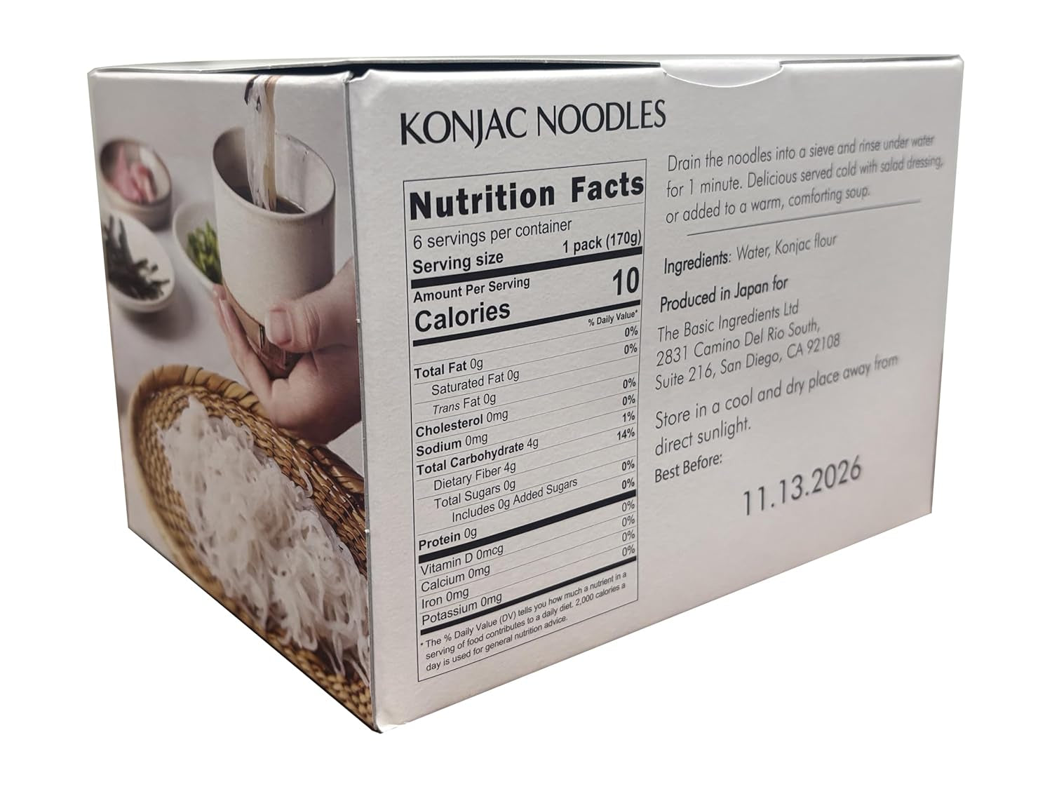 Taitei Shirataki konjac din Japonia, 6 x 170 g | Dieta keto | Zero carbohidrați | Fara gluten | Sărac în calorii