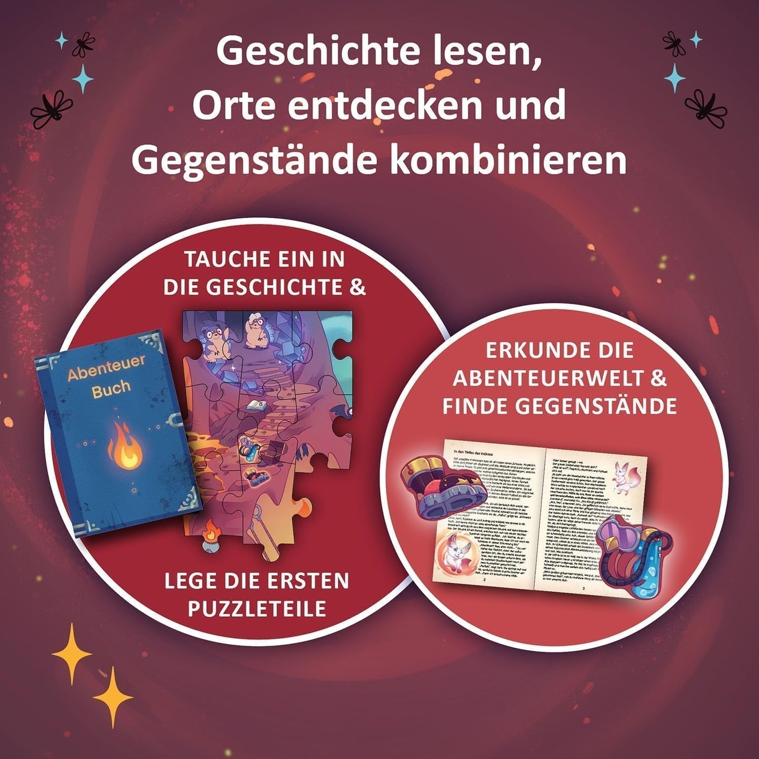 KOSMOS 684853 Puzzle de aventură în Den Tiefen Des Vulkans, 258 piese, Puzzle interactiv de aventură pentru copii cu vârsta de peste 8 ani, Descoperă o poveste de aventură cu fiecare piesă de puzzle Puzzle Naty Shop