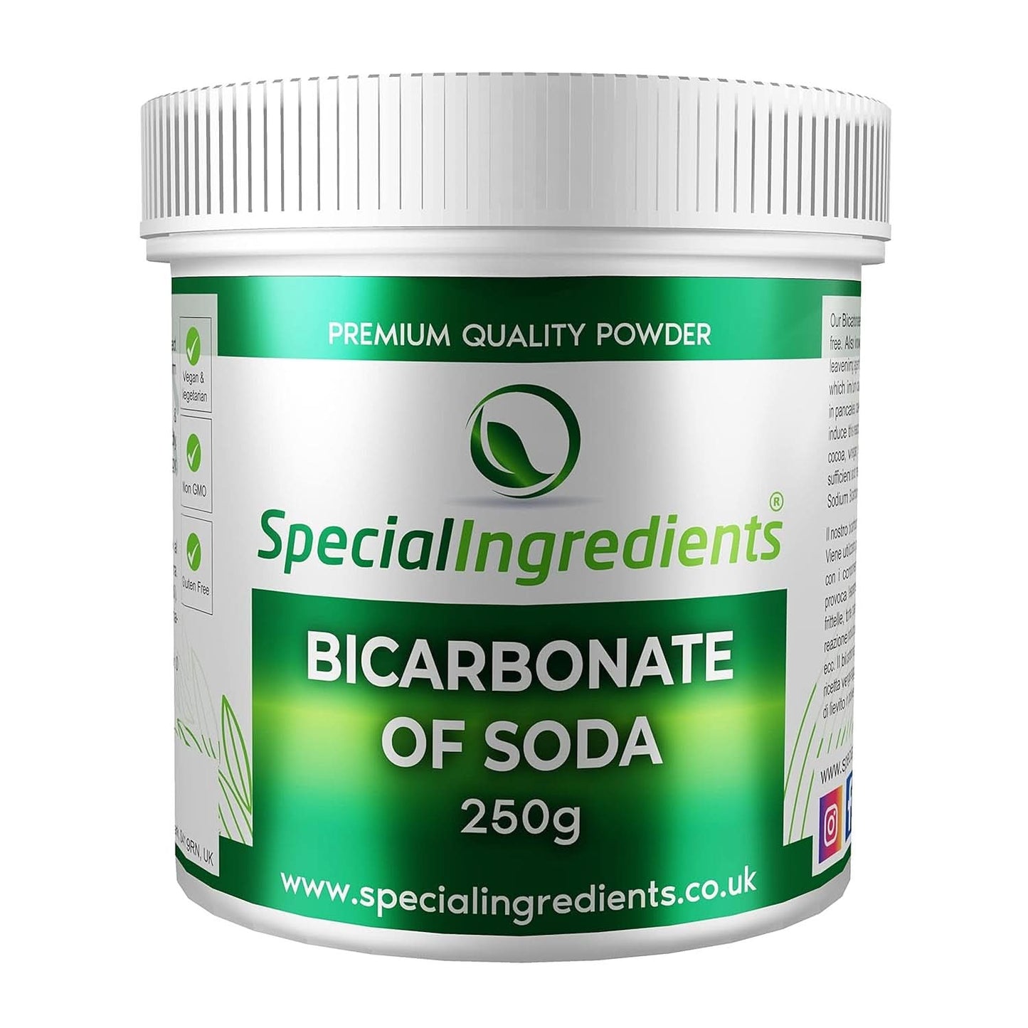 Special Ingredients Natriumbikarbonat - Premium Qualität Extra Feines Pulver, Vegan, Gvo-Frei, Glutenfrei - Recycelbarer Behälter Bucatarie Naty Shop