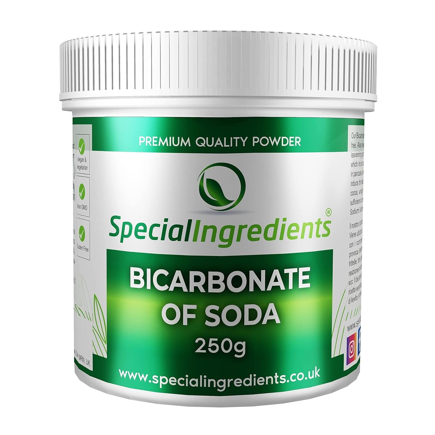 Special Ingredients Natriumbikarbonat - Premium Qualität Extra Feines Pulver, Vegan, Gvo-Frei, Glutenfrei - Recycelbarer Behälter Bucatarie Naty Shop