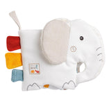 Fehn Soft picture book Bruno - carte moale pentru bebeluși din țesătură cu motive de animale - carte jucărie din țesătură de agățat pentru cărucioare și scaune auto pentru bebeluși - carte cu pocnitori pentru bebeluși și copii de la 0+ luni Jucarii Bebe Naty Shop Elefant natură