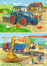 Ravensburger Puzzle pentru copii - 07616 Șantier de construcții și fermă - Puzzle pentru copii de la 3 ani, cu 2X12 piese Puzzle Naty Shop
