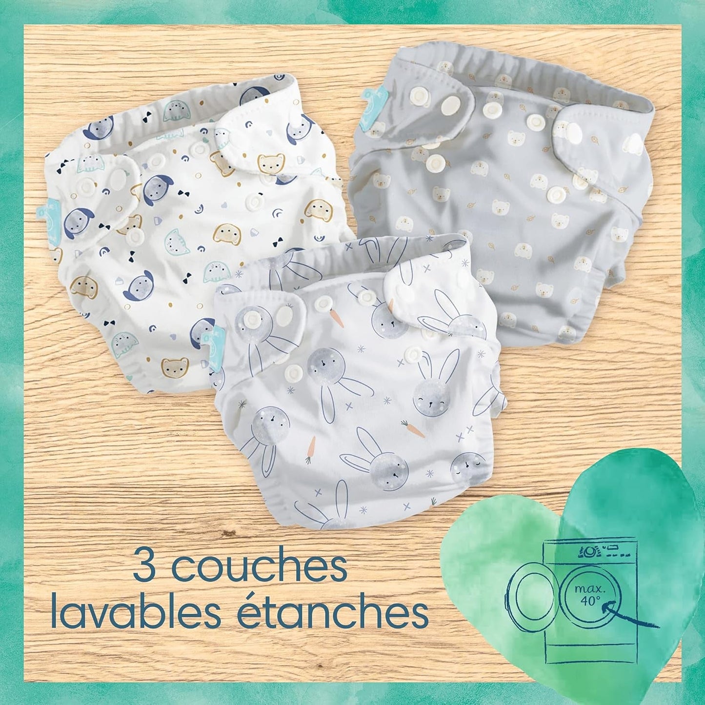Pampers - Pachet de început Harmony Hybrid, 3 scutece lavabile + 25 straturi superioare de unică folosință - 1 pachet