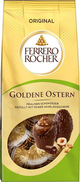 Ouă de ciocolată Ferrero Rocher 90g – Ciocolată cu lapte cu bucăți de alune și cremă fină de cacao cu alune – Ouă de Paște pentru cuiburi de Paște – Cadou de Paște – Ciocolată de Paște, Dulciuri de Paște
