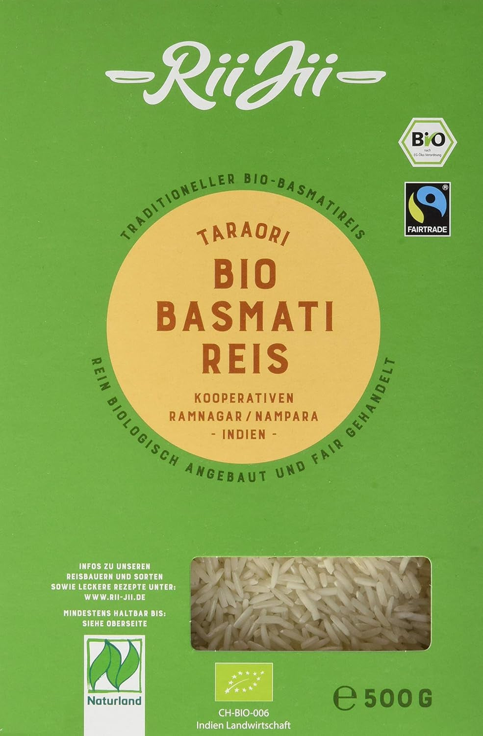 Orez Basmati organic Taraori alb, FairTrade Naturland, 500 g