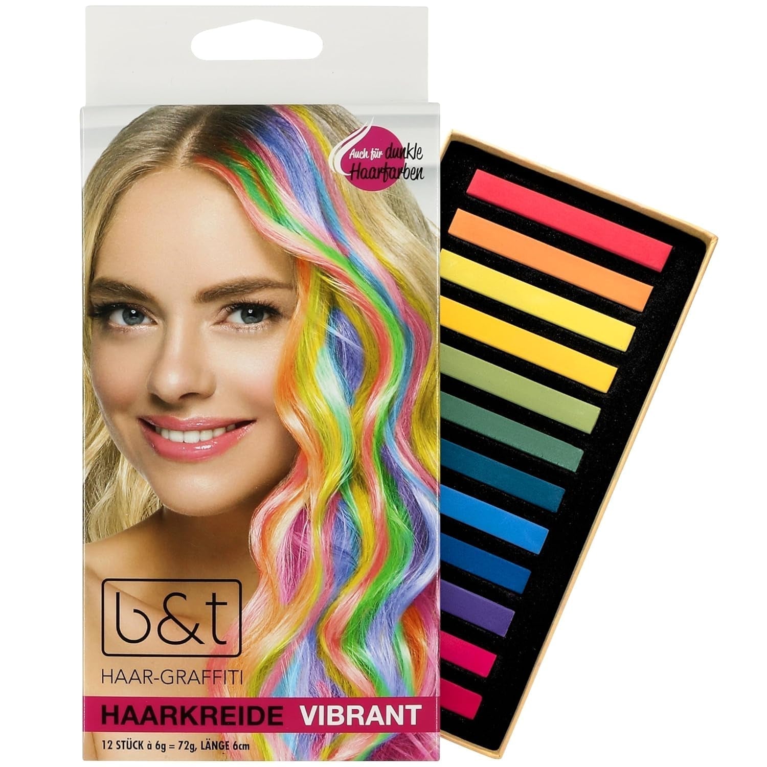 Set de creioane (carioci) de colorare pentru par Vibrant 12 culori - ușor de utilizat - lavabil - vopsea temporară pentru păr - de asemenea, pentru culori de păr întunecate - ca un cadou Halloween Carnaval Ziua de naștere Crăciun Vopsea pentru par Naty Shop Titlu implicit