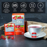 Ahmad Tea - Căpșuni sălbatice - Ceai de fructe și plante fără cofeină - Căpșuni - Pliculețe de ceai ambalate individual, cu aromă sigilată, cu 2 g de ceai per porție - 20 de pliculețe de ceai cu bandă