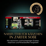 Hrană umedă Sheba pentru pisoi, în pliculețe variate, cu somon (MSC) și pui în sos, pachet multiplu 40x85g