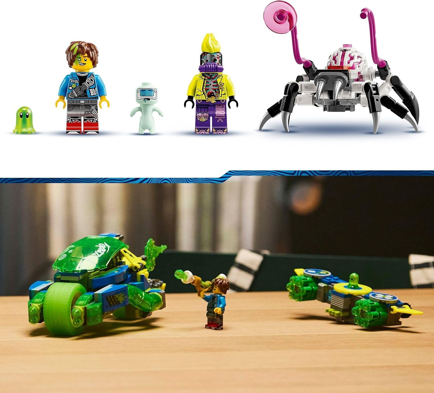 LEGO Dreamzzz Mateo cu mașina de curse de acțiune Z-Blob, set de joacă fantasy 2 în 1 cu vehicule, minifigurine și creaturi de vis pentru copii cu vârsta de peste 8 ani, cadou pentru băieți și fete 71491 Seturi de constructie Besuche den LEGO-Store