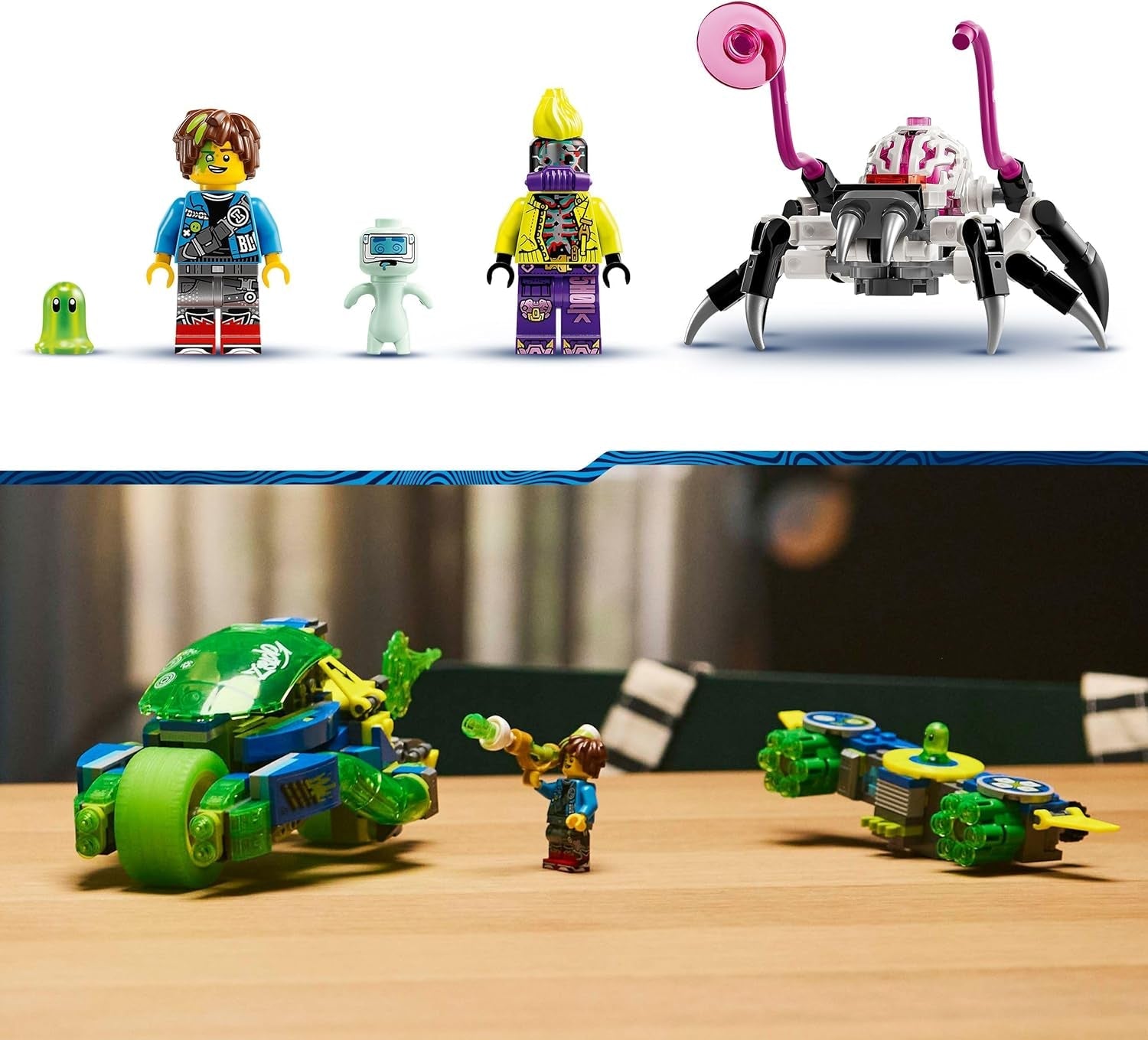 LEGO Dreamzzz Mateo cu mașina de curse de acțiune Z-Blob, set de joacă fantasy 2 în 1 cu vehicule, minifigurine și creaturi de vis pentru copii cu vârsta de peste 8 ani, cadou pentru băieți și fete 71491 Seturi de constructie Besuche den LEGO-Store