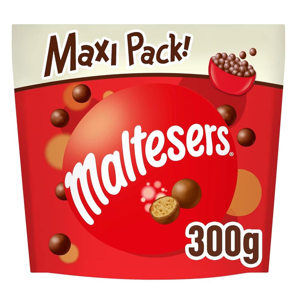 Maltesers, bile de ciocolată cu un centru crocant și ușor, aerat, gustare de ciocolată, 1 pachet (1 x 300g)