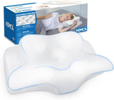 HOMCA Neck Pillow Pillow, Memory Foam Ergonomic Pillow 3D Cooling Pillow Cover For Supine, Side or Prone Position, 62 X 41 X 9.5/12.5 Cm Perne ortopedice cervicale Naty Shop Alb