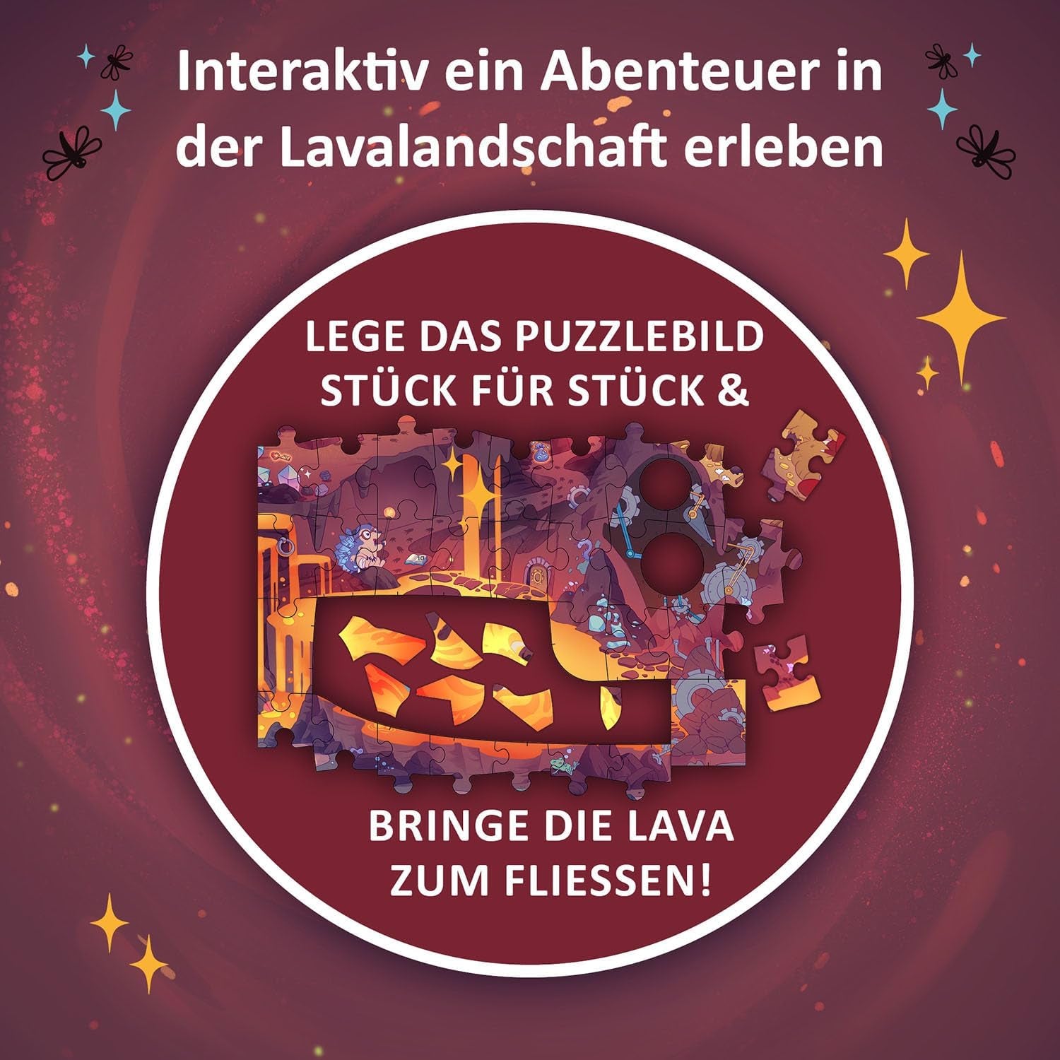 KOSMOS 684853 Puzzle de aventură în Den Tiefen Des Vulkans, 258 piese, Puzzle interactiv de aventură pentru copii cu vârsta de peste 8 ani, Descoperă o poveste de aventură cu fiecare piesă de puzzle Puzzle Naty Shop