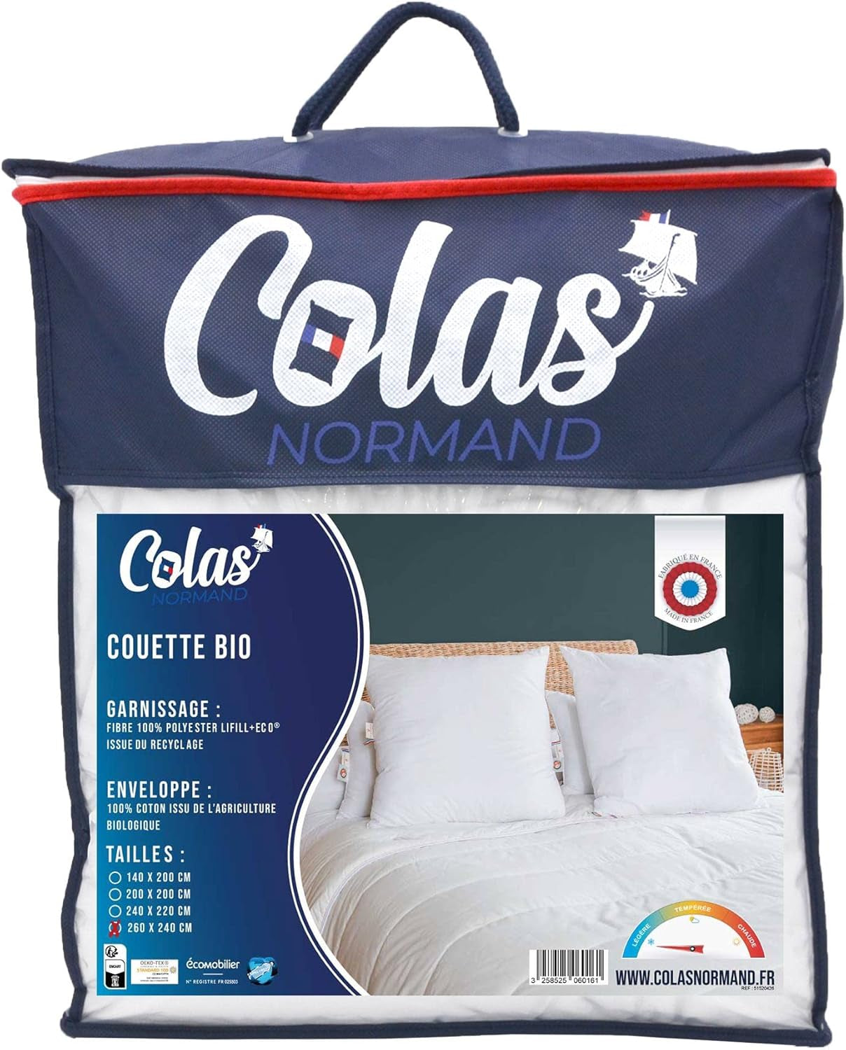 Plapumă COLAS NORMAND 260 X 240 cm, bumbac organic și umplutură reciclată, ușoară, moale, lavabilă la mașină la 40 °C Plapumi si pilote Naty Shop Titlu implicit