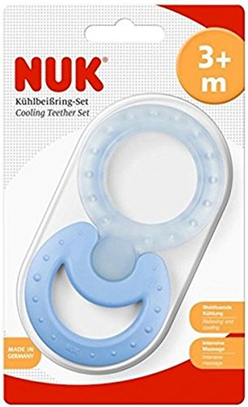 Set inele de dentiție răcoritoare NUK, 2 piese, Classic și Cool, pentru masaj și răcorire, 1 set, fără BPA, culori asortate